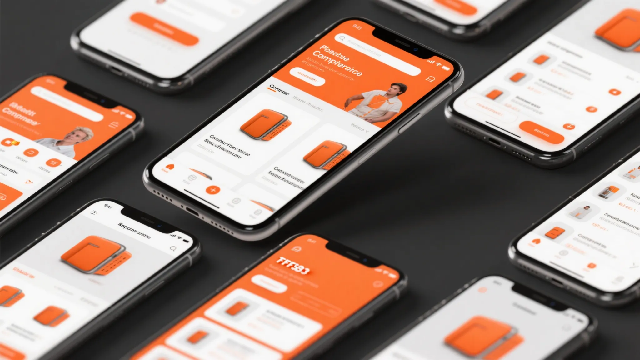 Mockup of floating boxes