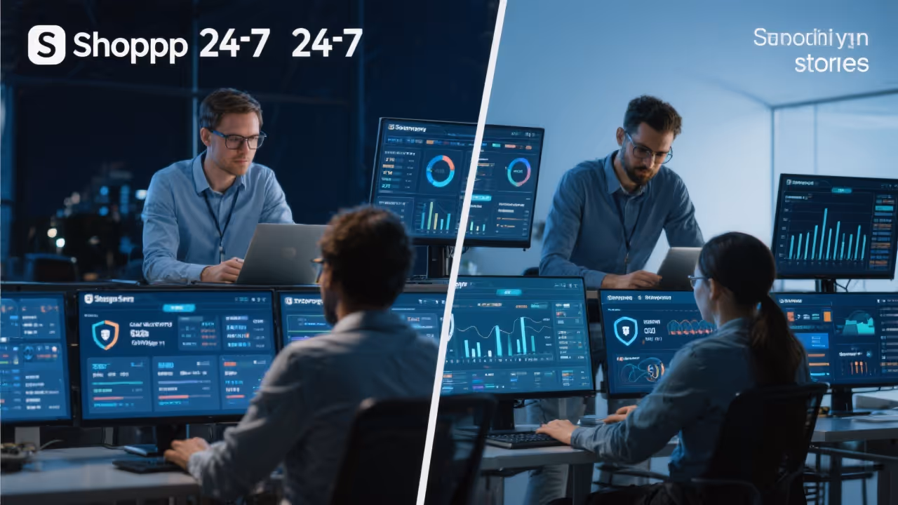 24/7 support team monitoring multiple Shopify stores